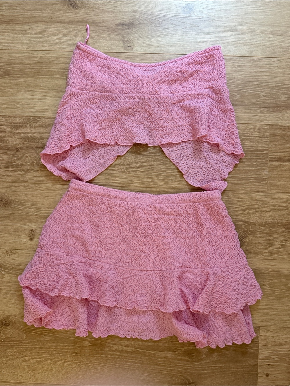 Free People Pink Ruffle Tiered Mini Skirt Set - Picture 4 of 4